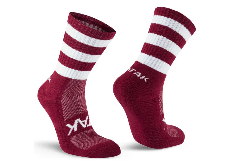Atak Mid Leg Socks - Maroon and White