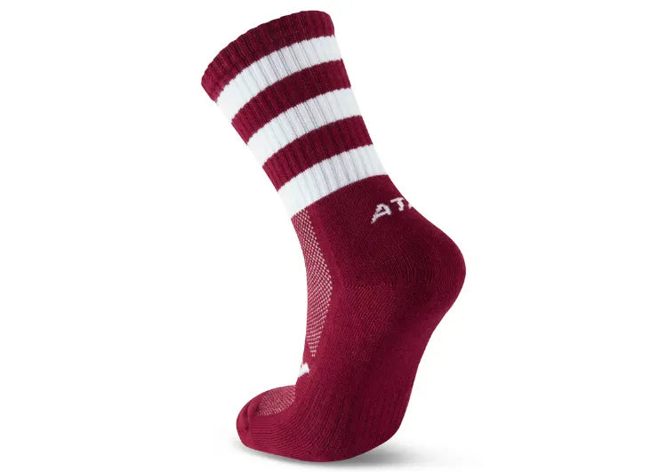 Atak Mid Leg Socks - Maroon and White