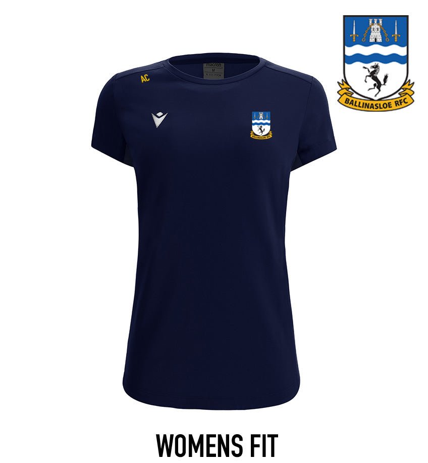 Ballinasloe RFC Macron Navy Women's Fit Cotton T-Shirt Lute - Team Wear Store.ie