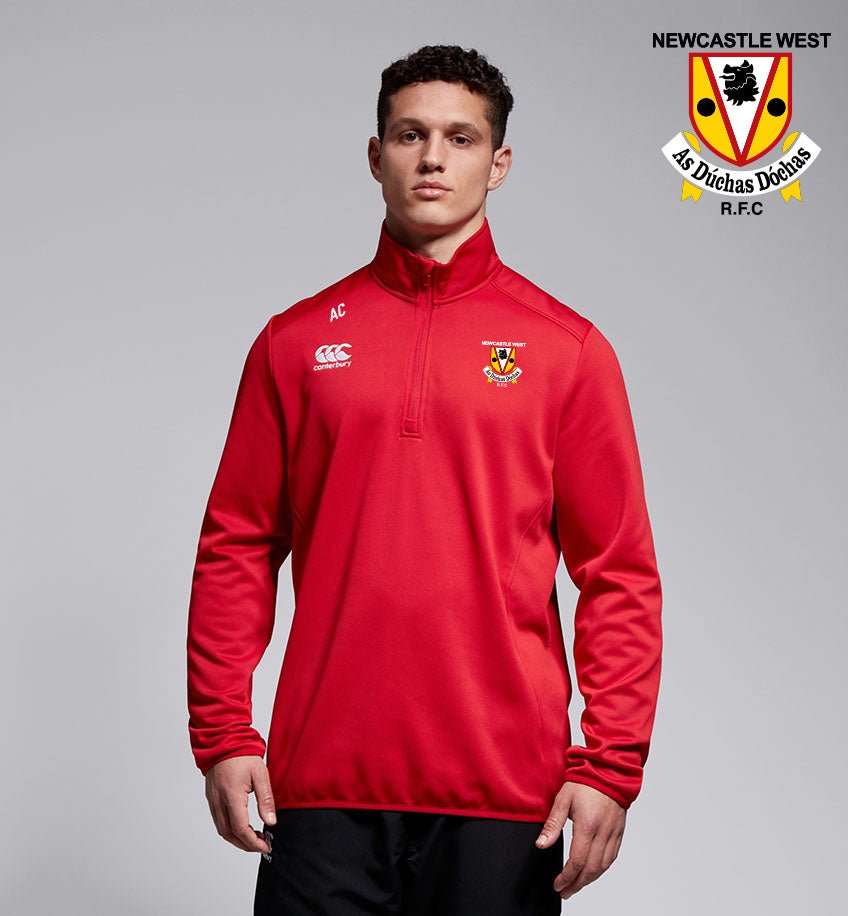 Newcastle West RFC Canterbury Club 1/4 Zip Mid Layer Training Top - Red - Team Wear Store.ie