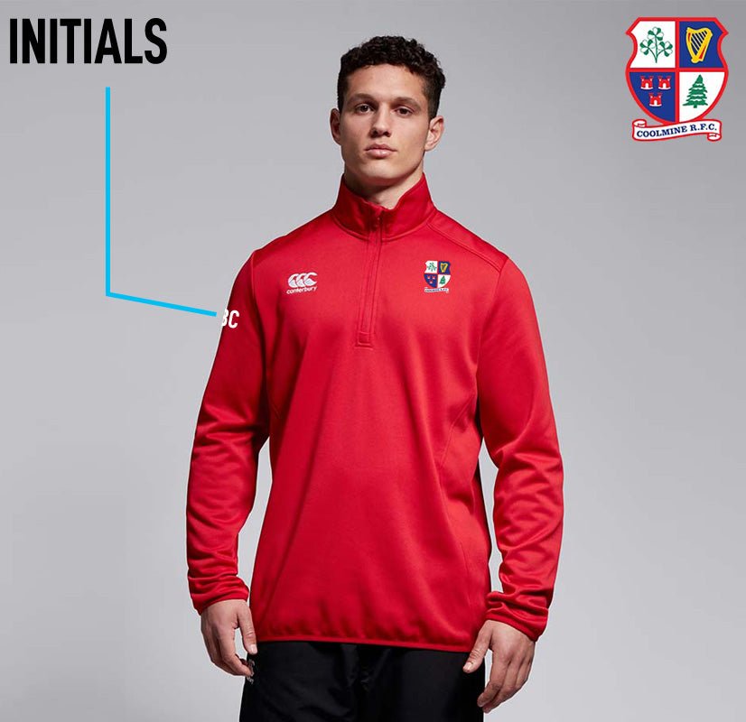 Coolmine RFC Canterbury Club 1/4 Zip Mid Layer Training Top - Red - Team Wear Store.ie