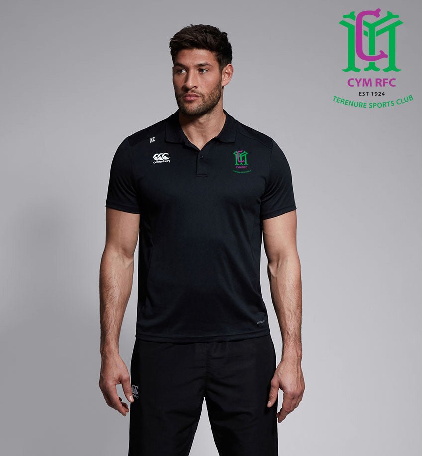 CYM Terenure RFC Canterbury Club Black Polo Shirt - Team Wear Store.ie