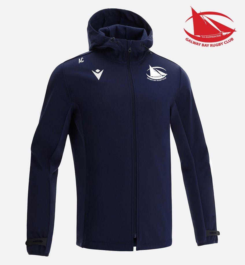 Galway Bay RFC Macron Hooded Heavy Soft - Shell Navy Himalaya Jacket - Team Wear Store.ie