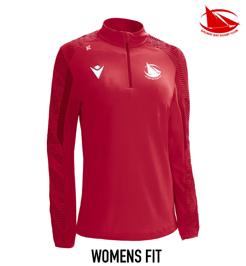 Galway Bay RFC Womens Fit Macron Red Dora 1/4 Zip Top