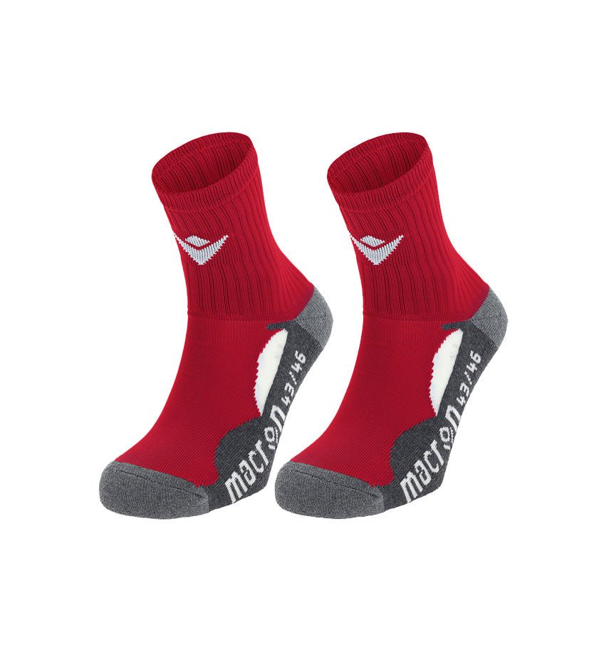 Macron Short Trick Rugby Socks Black &amp; Red - Team Wear Store.ie