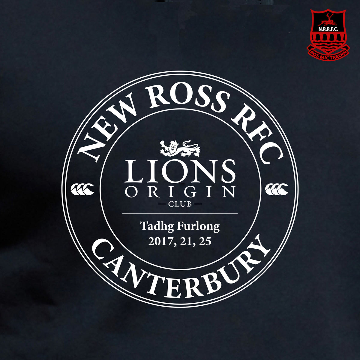 New Ross RFC Lions Origin Club Print Black Tee