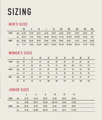 Sizing chart for the Birr RFC Canterbury CCC Training Hood, displaying men's, women's, and junior sizes, tailored for supporters of Birr Rugby from Birr, Co. Offaly.