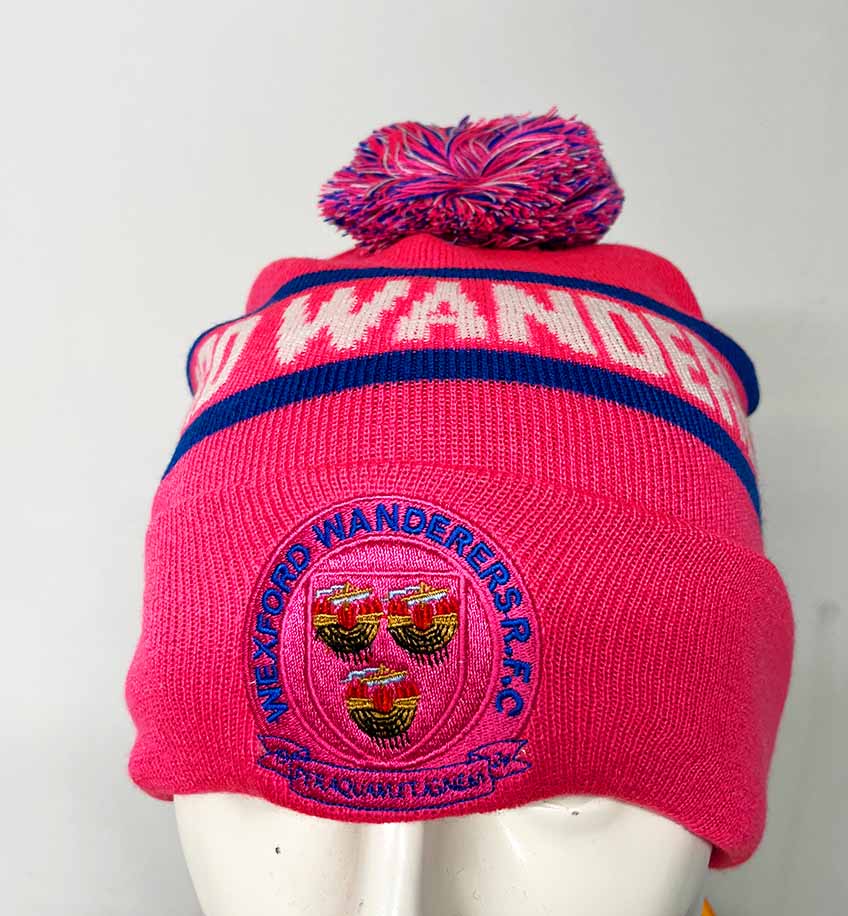Wexford Wanderers RFC Bobble Hat *PINK EDITION - Team Wear Store.ie
