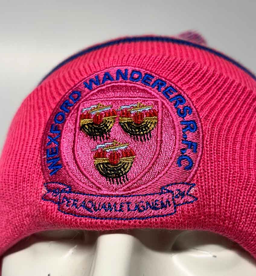 Wexford Wanderers RFC Bobble Hat *PINK EDITION - Team Wear Store.ie